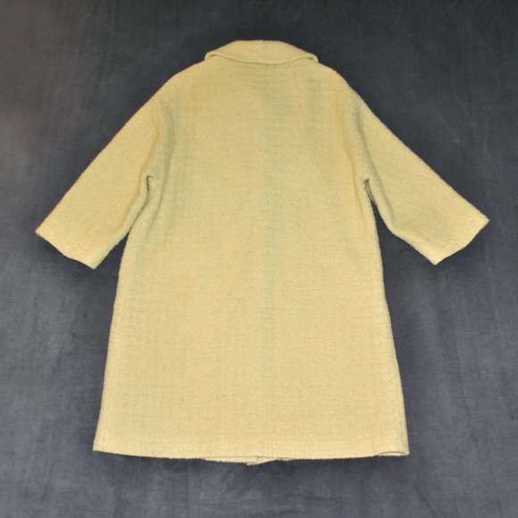 Vintage Lizbeth Jeanne Coat Women's Size Large Yellow Reto Mod Long Wool Coat - Picture 2 of 11